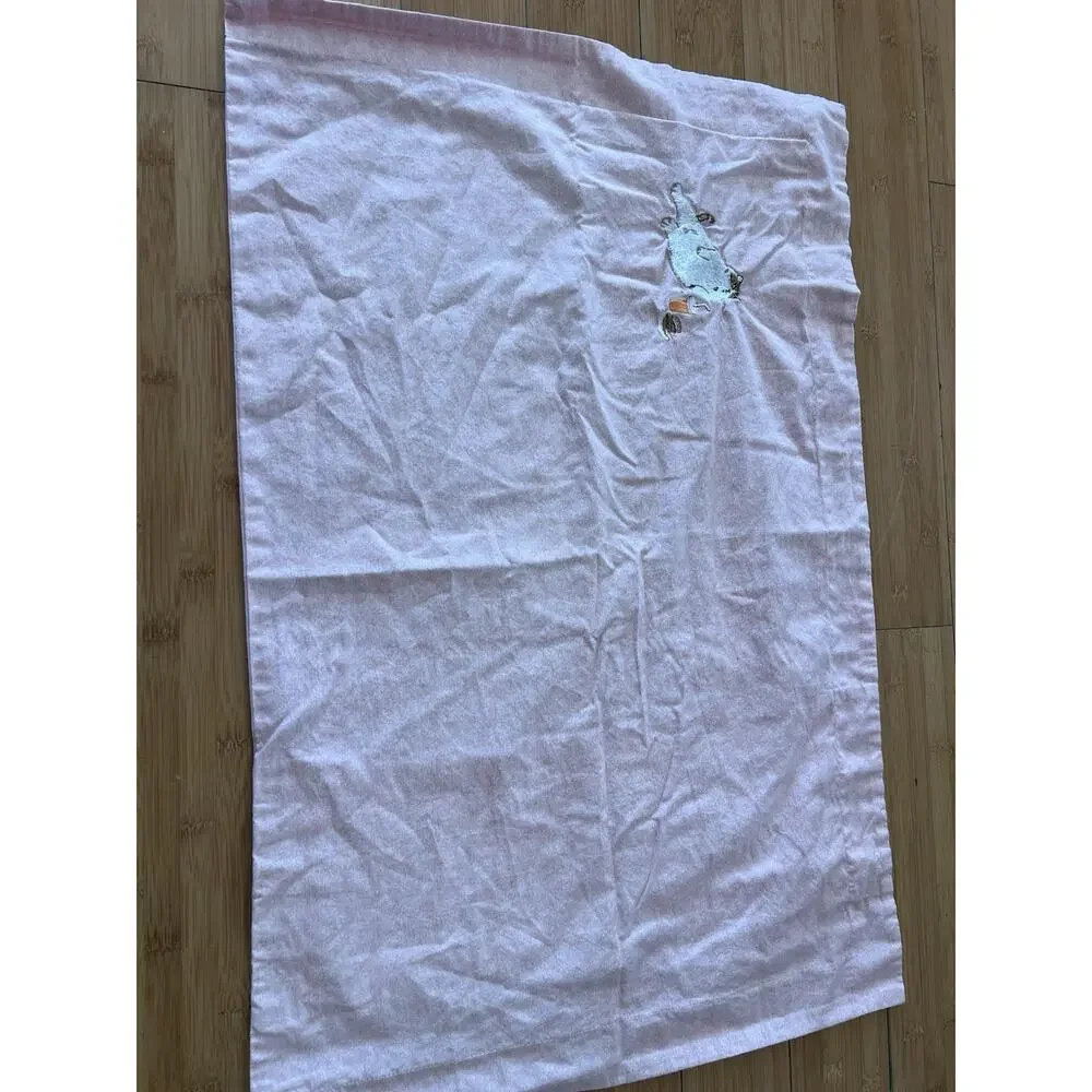 Pink Full Size Sheet Set white embroidered Cat With Drink And Burger 2PCs Cotton